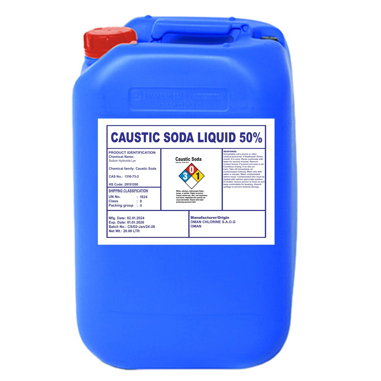 Liquid caustic soda in IBC or ISO tank